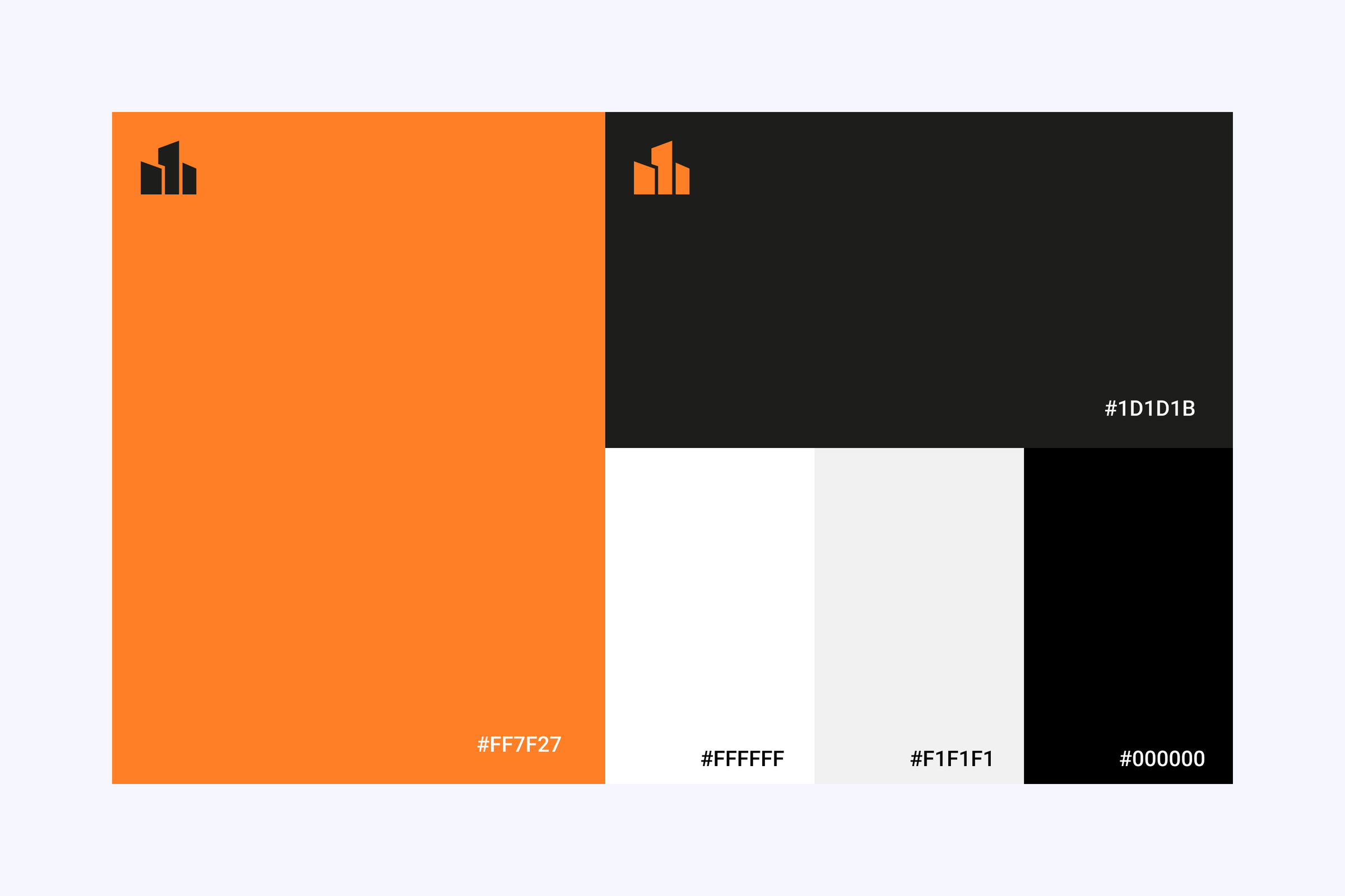 The Bella Realty Group colour ramp, with hex values for the orange, near-black, white, off-white, and black swatches